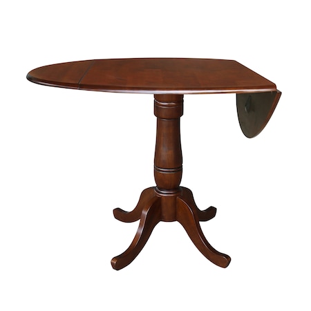 International Concepts Round 42 in Round Dual Drop Leaf Pedestal Table, 41.5 inH, Espresso, 42 in W, 42 in L, 41.5 in H K581-42DPT-6B-2